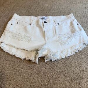 Pistola White Frayed Hem Jean Shorts